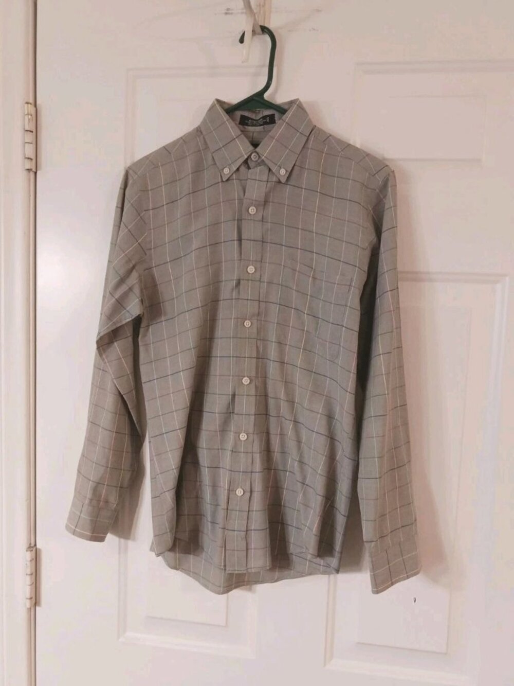 Vintage Austin Grey Men’s Button Up Short Sleeve Shirt Mens Small 14-14.5 Fitted